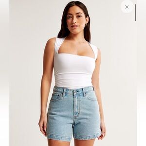 Abercrombie Cotton-Blend Seamless Fabric Ruched Portrait Bodysuit